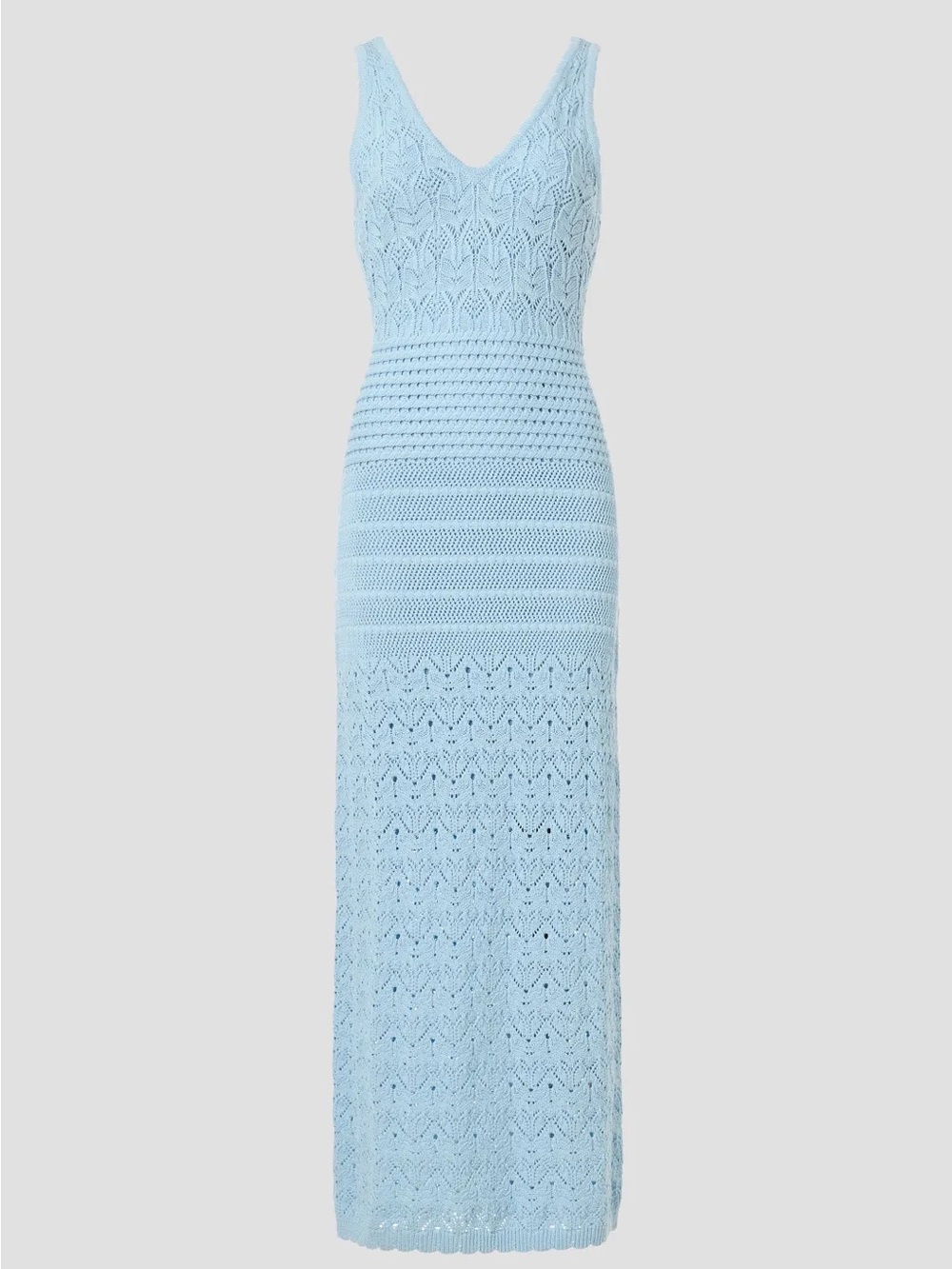Ronny Kobo Collection Sky Blue Crochet Maxi Dress